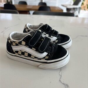 Vans toddler 6 Black & White Checkerboard Velcro Sneakers